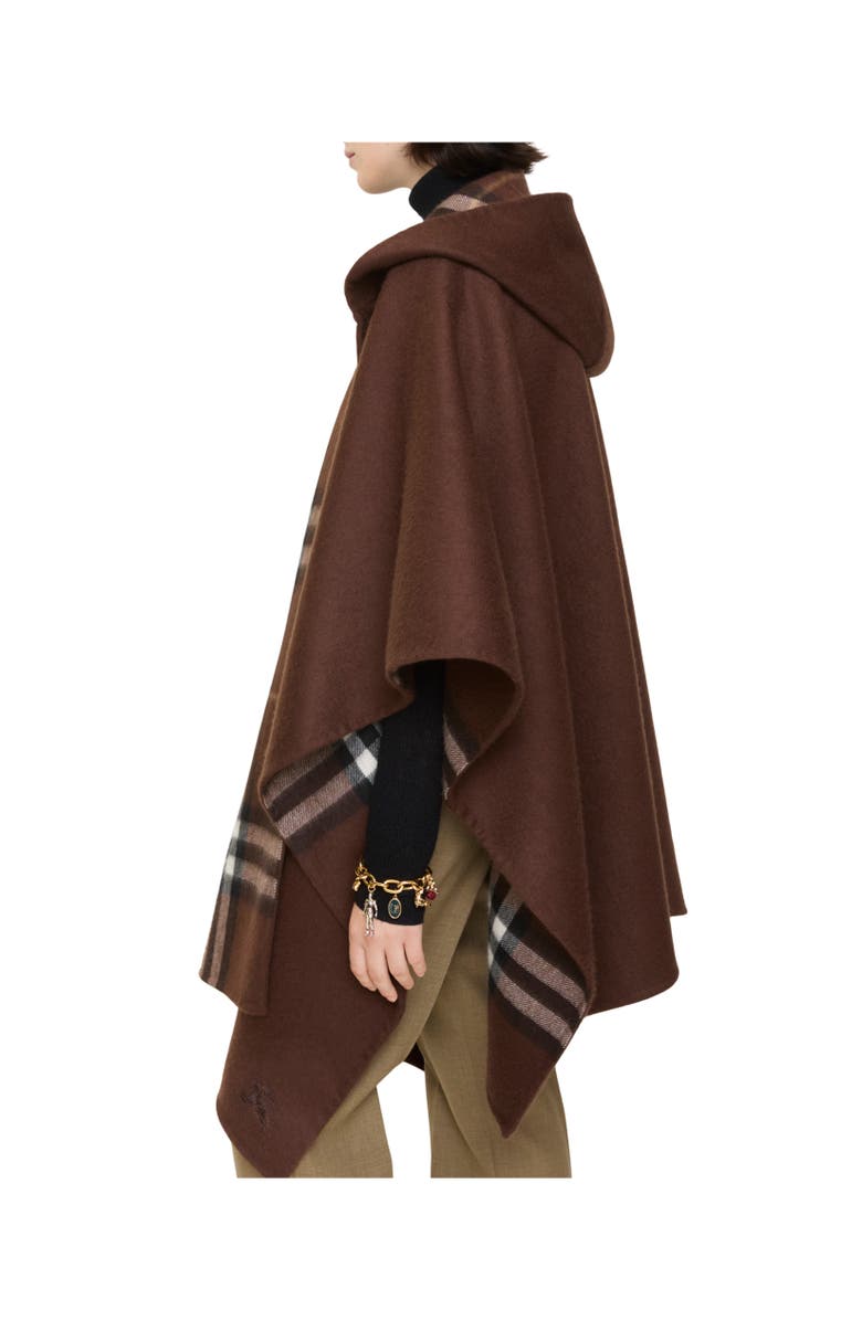 Burberry EKD Cashmere Hooded Cape, Alternate, color, Treacle Brown