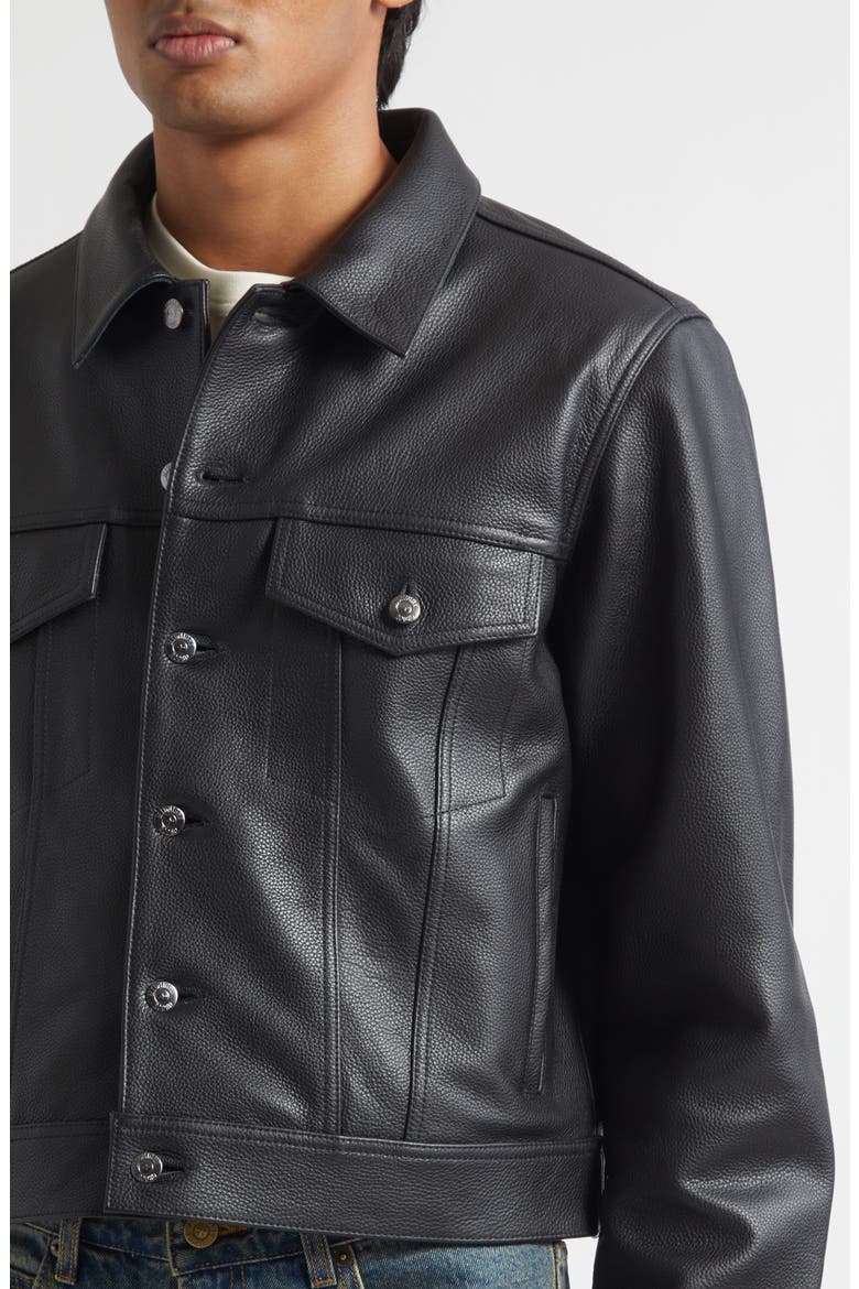 1968 Leather Trucker Jacket, Alternate, color, BLACK