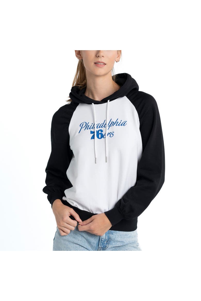 Women's Lusso White Philadelphia 76ers Marlowe Tri-Blend Raglan Pullover Hoodie, Alternate, color, White