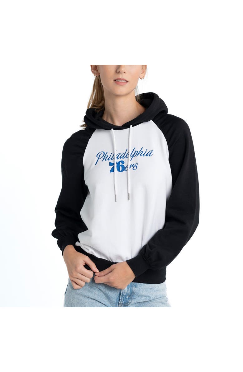 LUSSO Women's Lusso White Philadelphia 76ers Marlowe Tri-Blend Raglan Pullover Hoodie, Alternate, color, White
