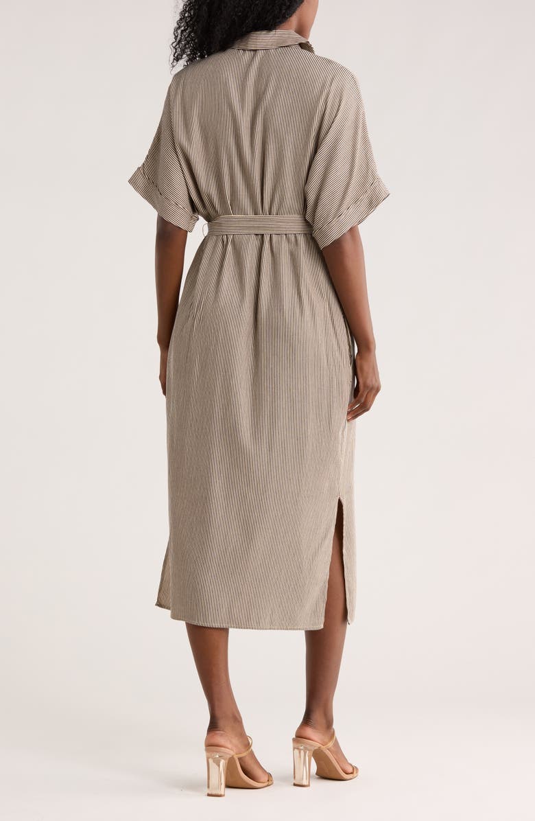 Lovestitch Stripe Midi Shirtdress, Alternate, color, Taupe/ Navy