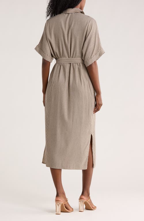 Lovestitch Stripe Midi Shirtdress In Neutral