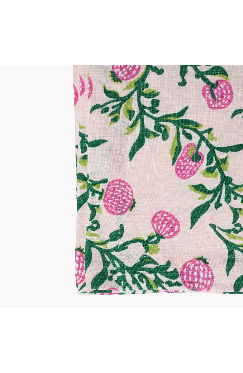 Banyan & Birch Rasa - Pure Linen Hand-Printed Table Runner, Alternate, color, Pastel Pink