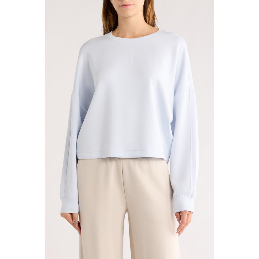 Z By Zella Whisper Knit Easy Crew Sweatshirt In Blue