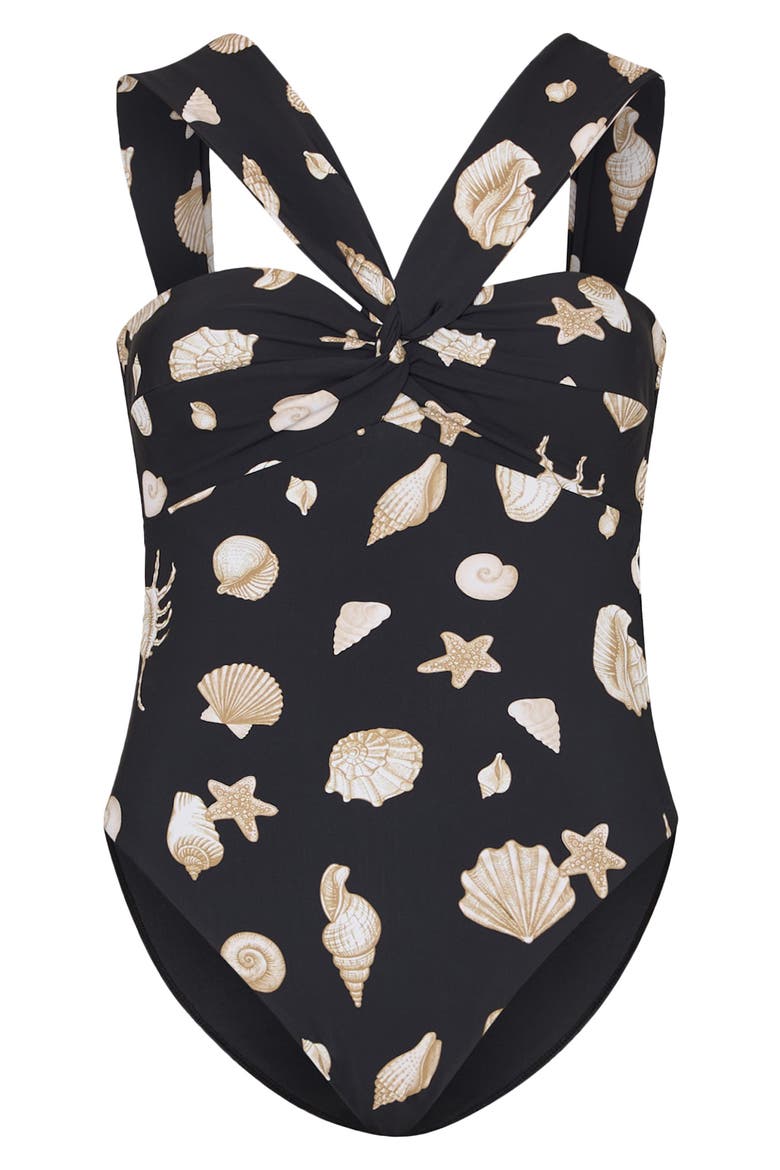Betsy Seashell Convertible One-Piece Swimsuit, Alternate, color, BLACK/ WHITE