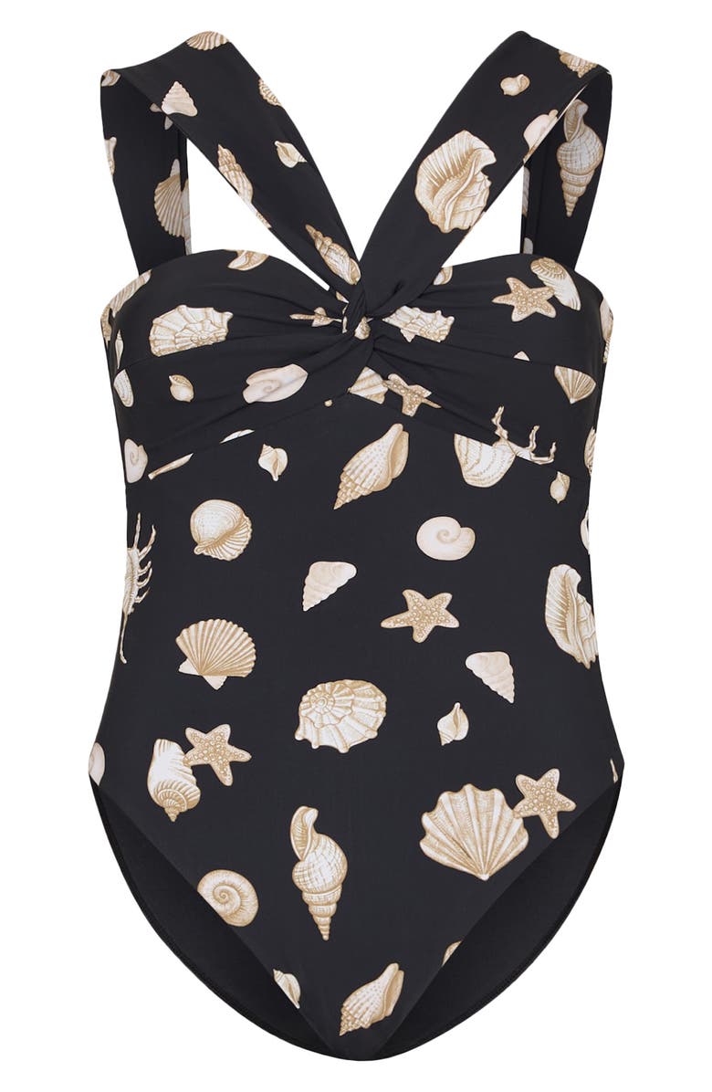 Milly Betsy Seashell Convertible One-Piece Swimsuit, Alternate, color, Black/ White