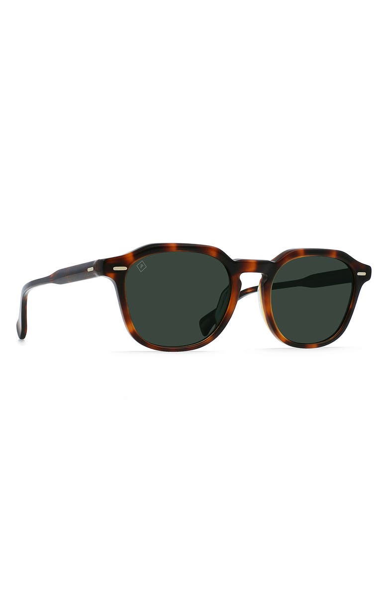 RAEN Clyve 52mm Polarized Round Sunglasses, Alternate, color, Espresso Tortoise/ Green Polar