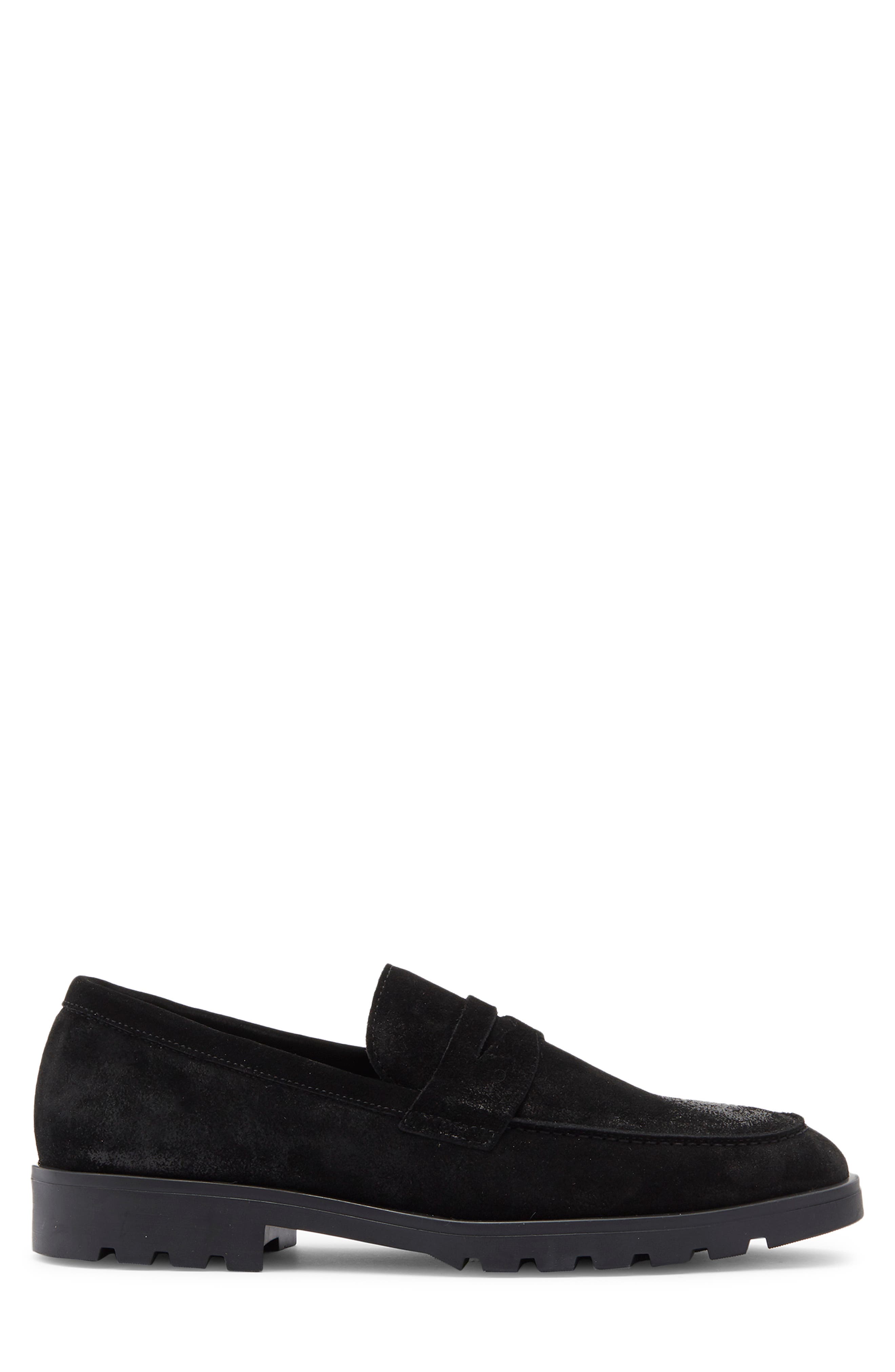 TO BOOT NEW YORK Orman Lug Sole Penny Loafer, Alternate, color, Waxed Suede Black