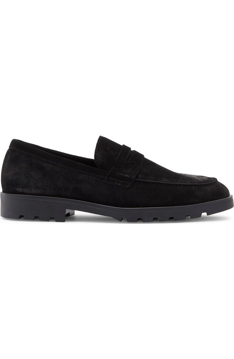 TO BOOT NEW YORK Orman Lug Sole Penny Loafer, Alternate, color, Waxed Suede Black