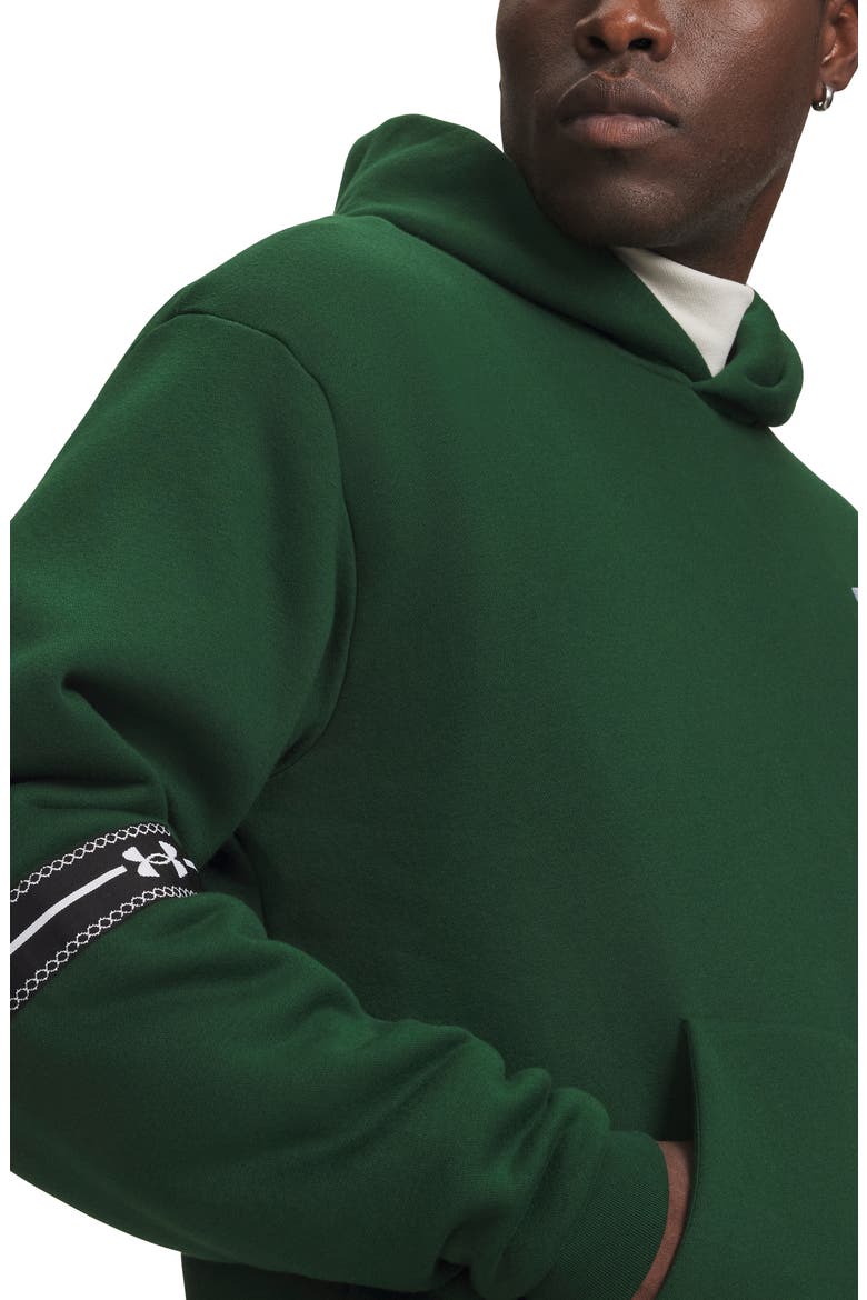 Icon Fleece Taped Hoodie, Alternate, color, FOREST GREEN/ WHITE