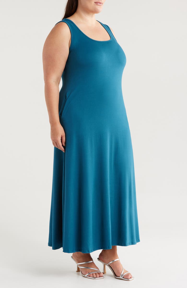 24seven Comfort Apparel Maxi Tank Dress, Alternate, color, Teal