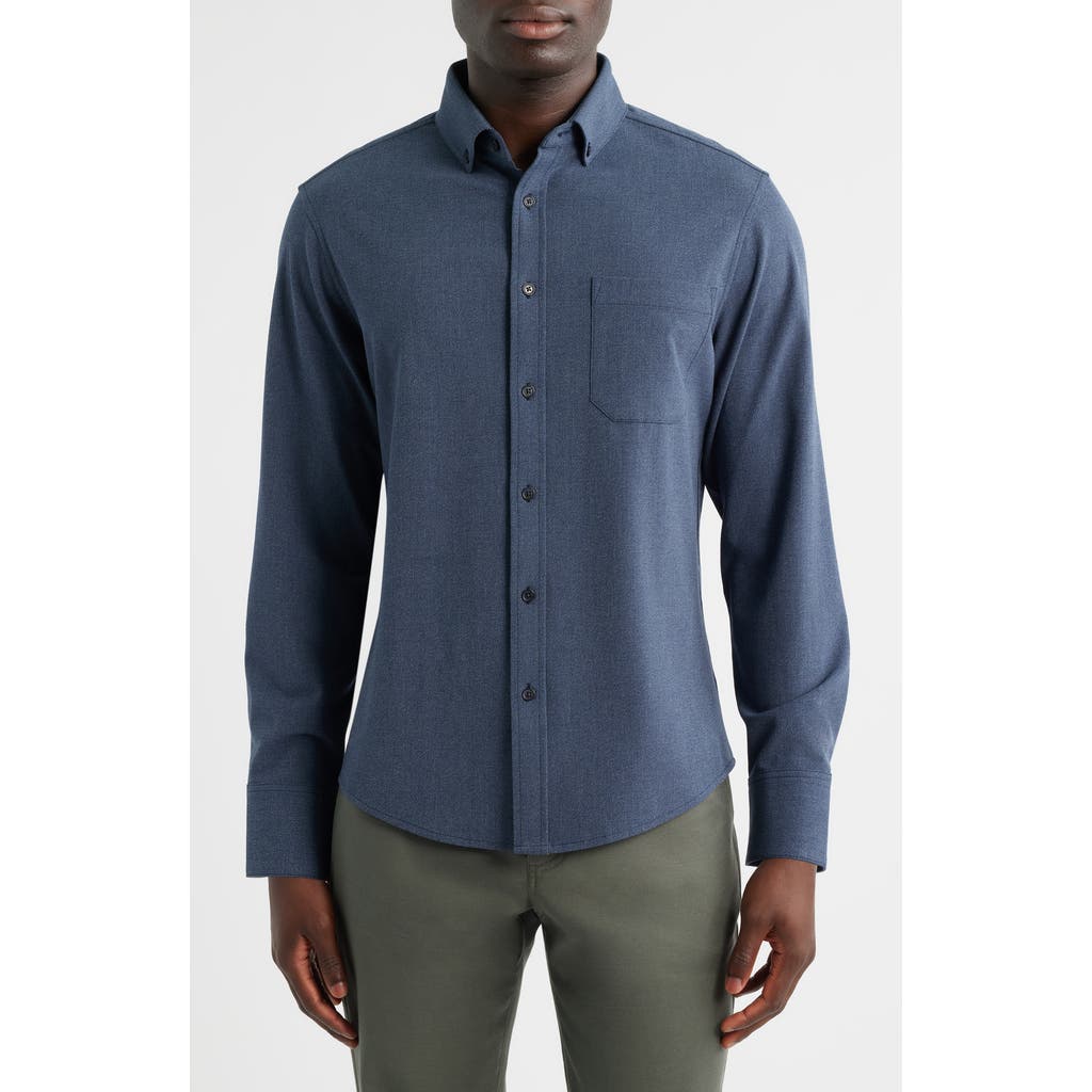 Mizzen+Main City Flannel Trim Fit Button-Down Shirt in Navy Heather  product