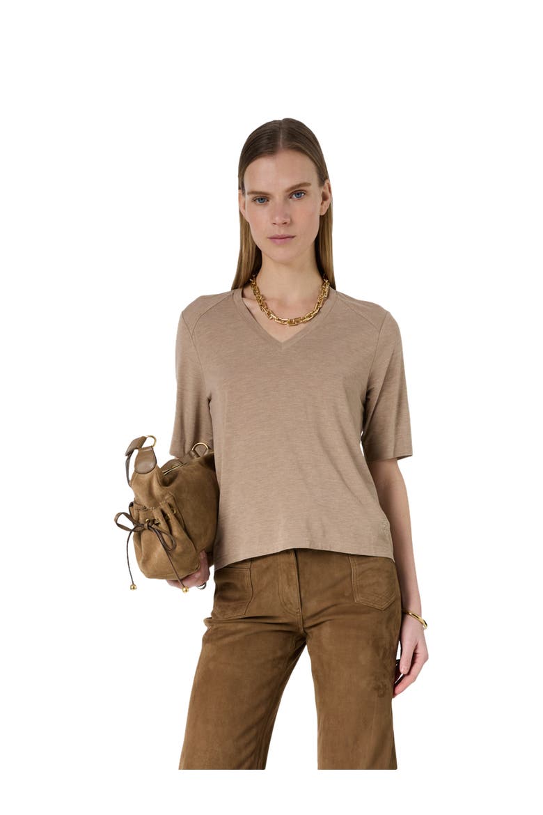 Malvine V-Neck T-Shirt, Main, color, Caramel