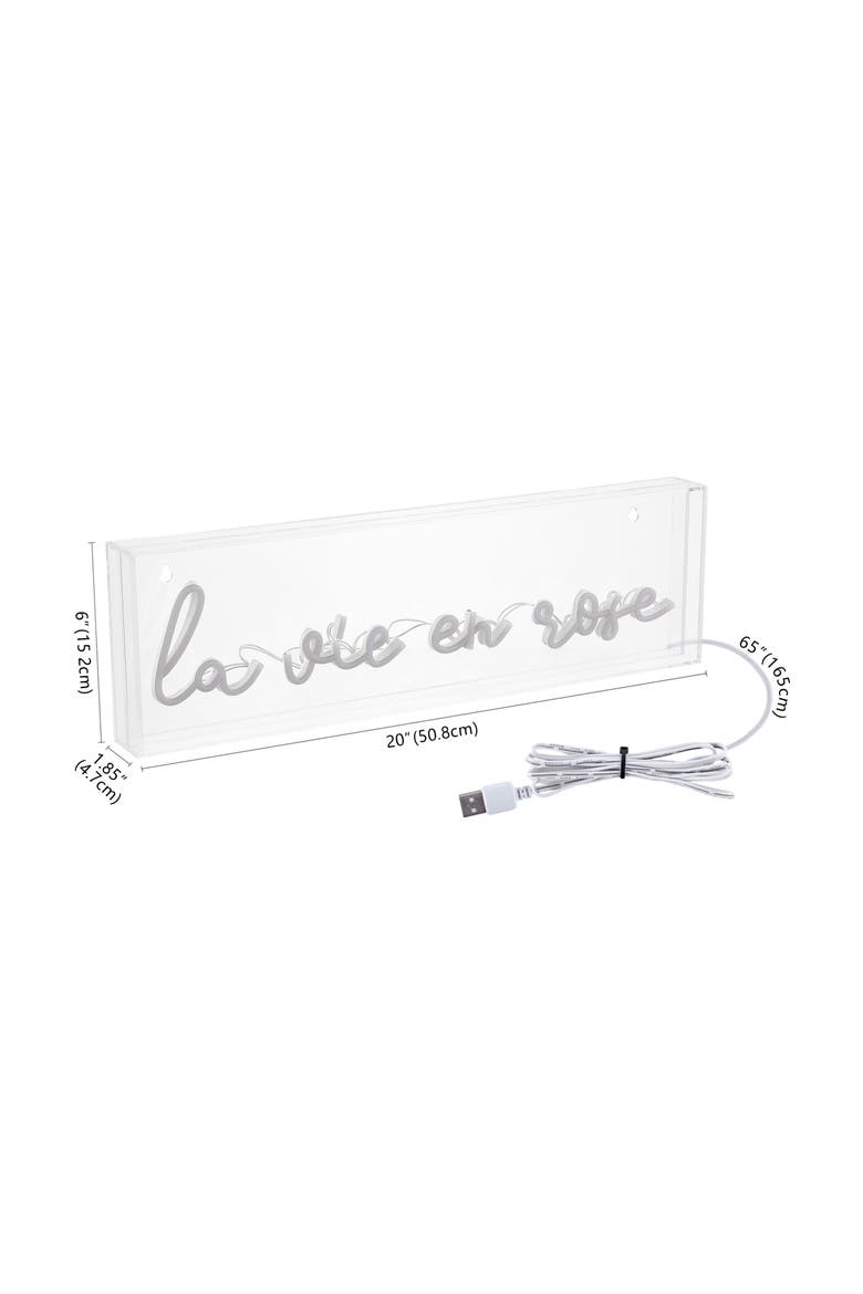 La Vie En Rose Contemporary Glam Acrylic Box USB Operated LED Neon Light, Alternate, color, Pink