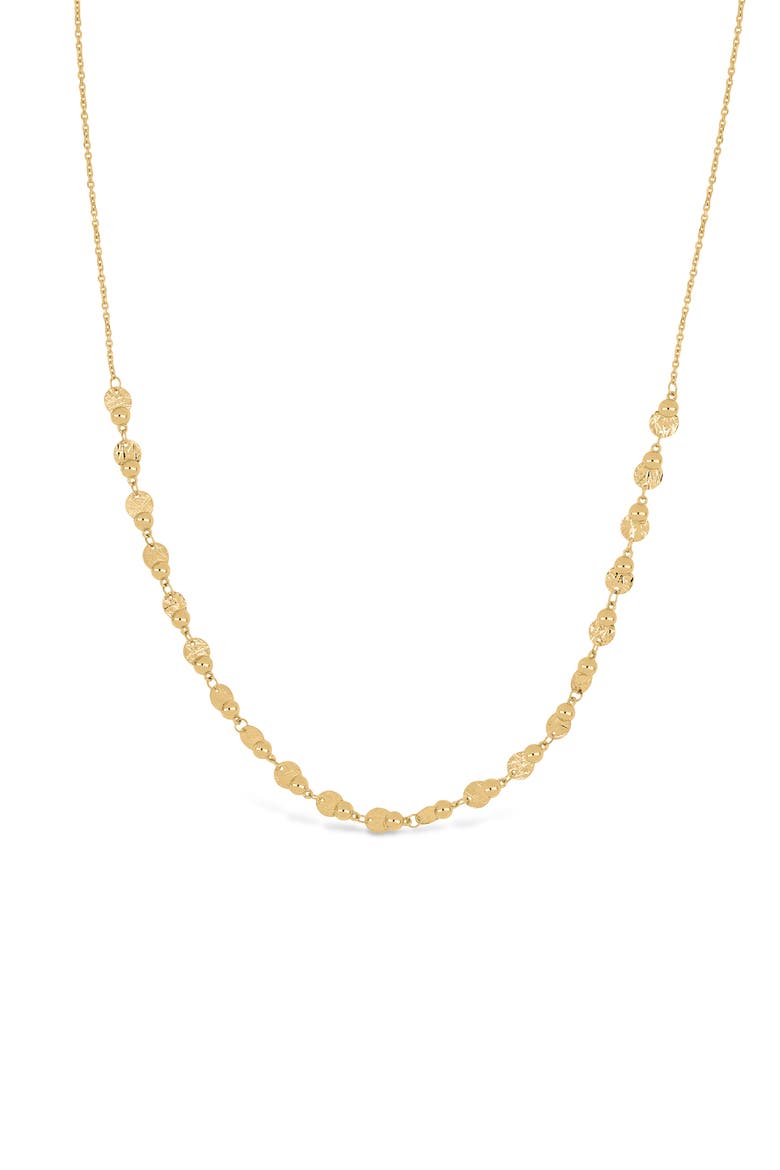 14K Gold Textured Disc Bead Chain Necklace, Main, color, 14K YELLOW GOLD