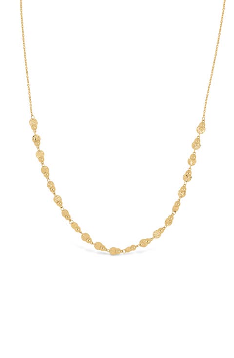 14K Gold Textured Disc Bead Chain Necklace