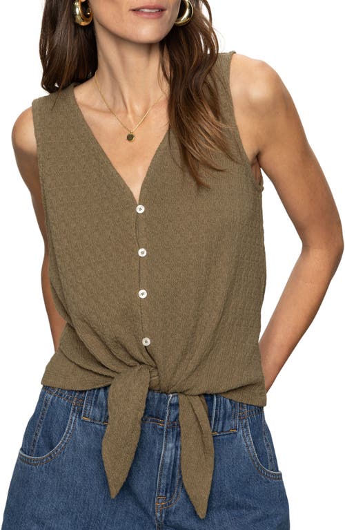 SANCTUARY SANCTUARY VACATION TEXTURED TIE FRONT BUTTON-UP TANK