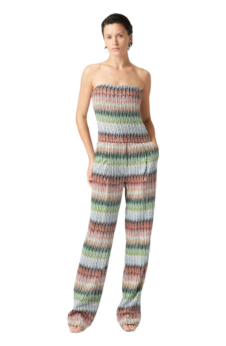 Missoni Long Bustier Jumpsuit In Gradient Zigzag Knit With Sequins, Main, color,