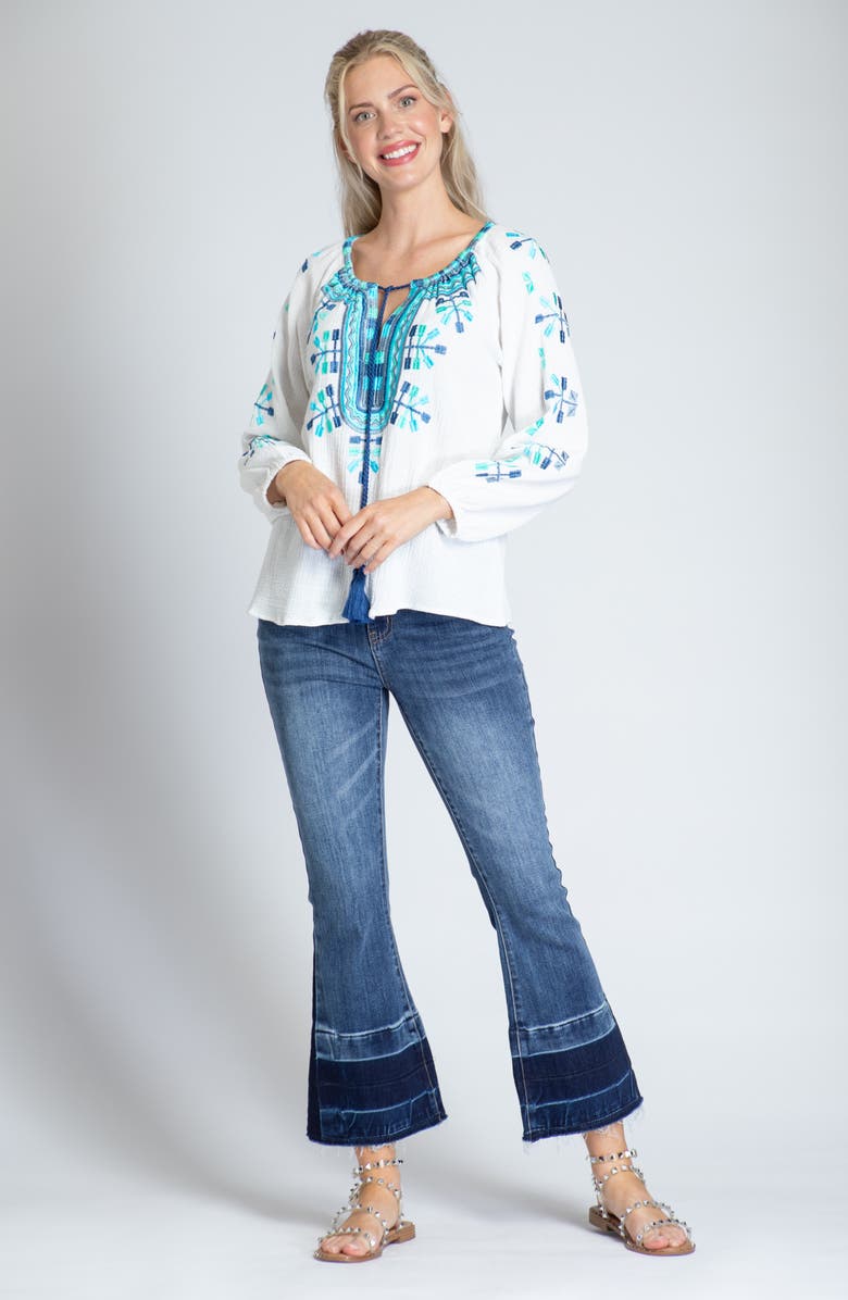 APNY Embroidered Cotton Gauze Peasant Top, Alternate, color, 