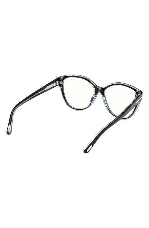 Tom Ford 54mm Cat Eye Blue Light Blocking Optical Glasses In Black