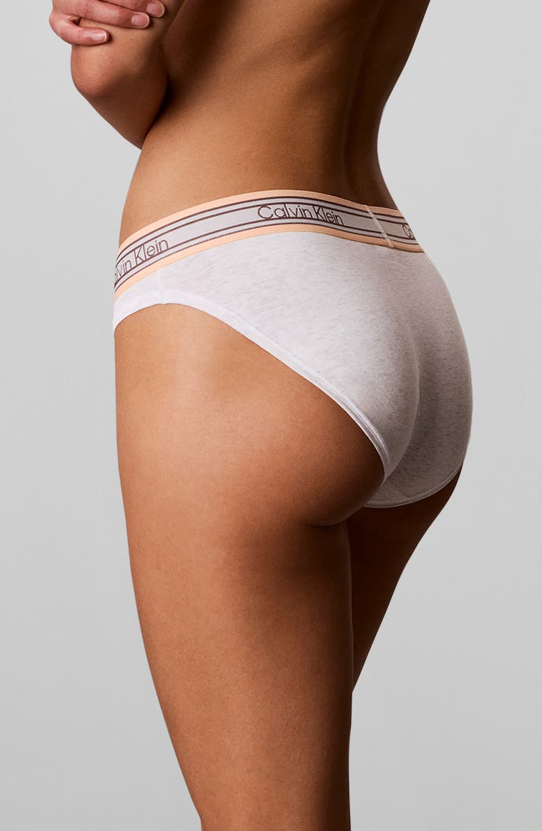 Calvin Klein Icon Cotton Blend Bikini, Alternate, color, Snow Heather