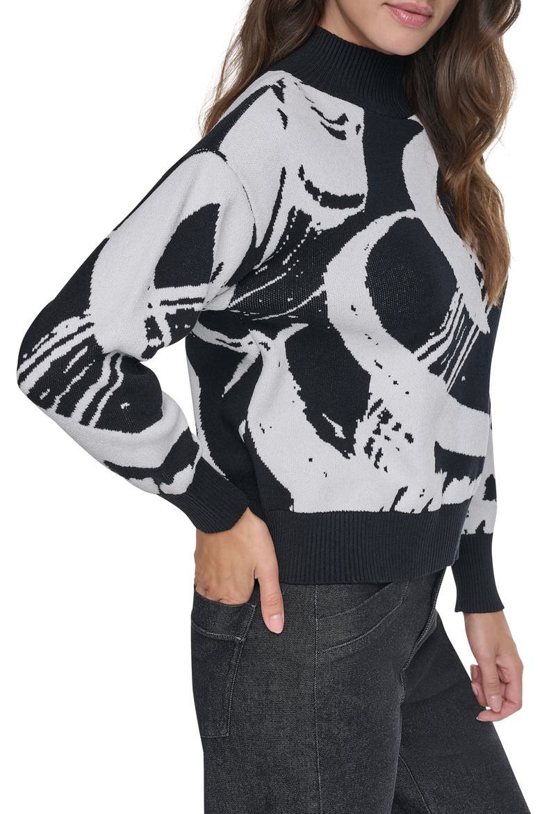 Brushstroke Mock Neck Sweater, Alternate, color, BLK/ IVY