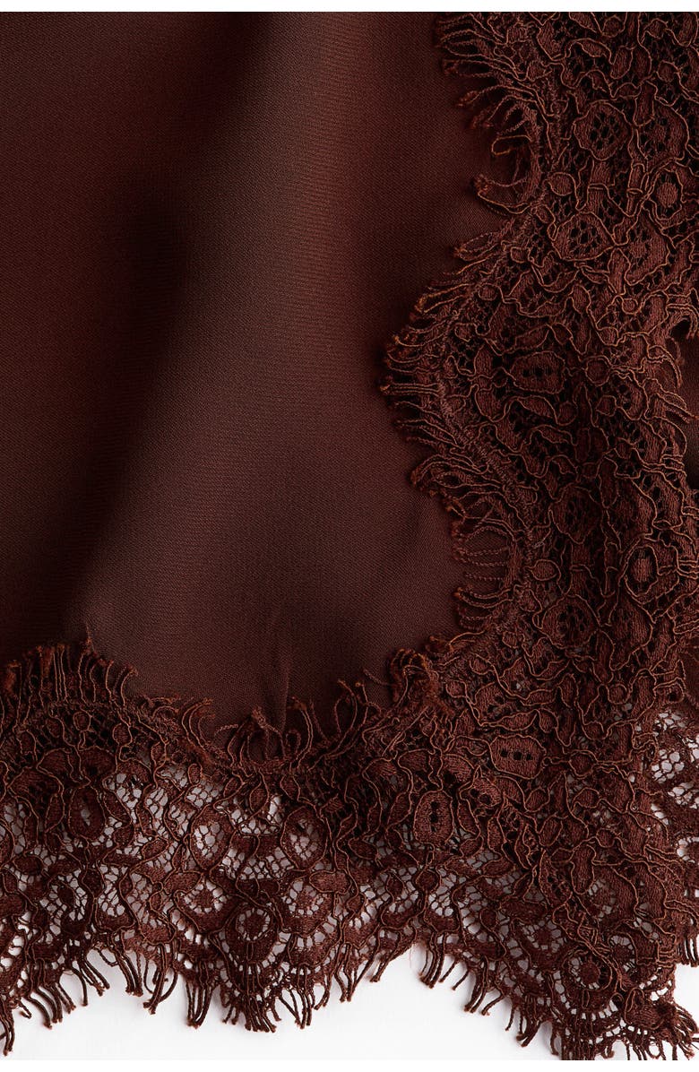 H&M Lace-trimmed Strappy Top, Alternate, color, Dark Brown