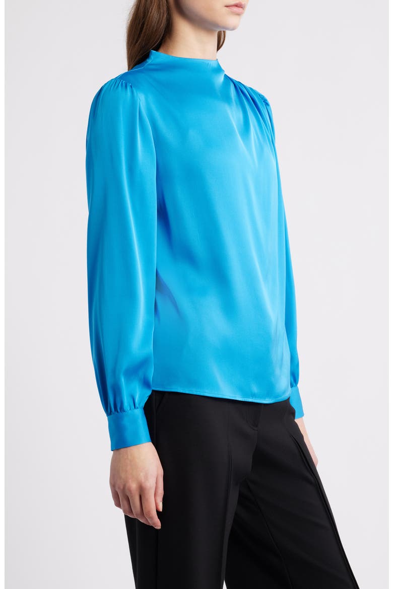 The Tien Draped Stretch Silk Top, Alternate, color, COSMIC BLUE