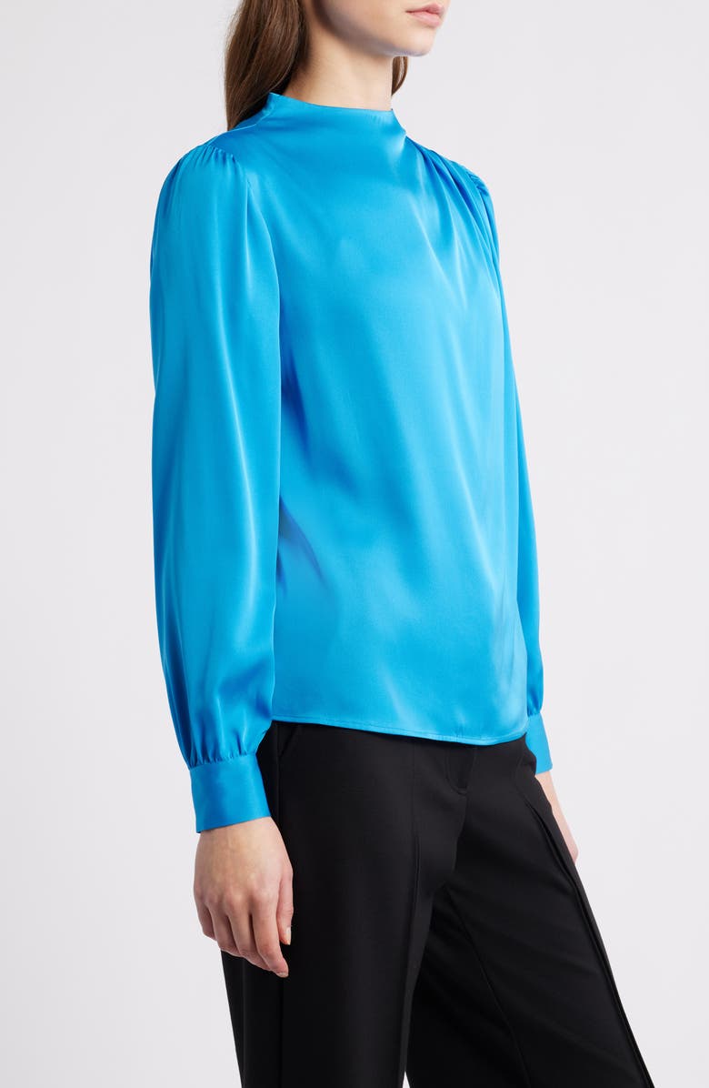 Elie Tahari The Tien Draped Stretch Silk Top, Alternate, color, Cosmic Blue