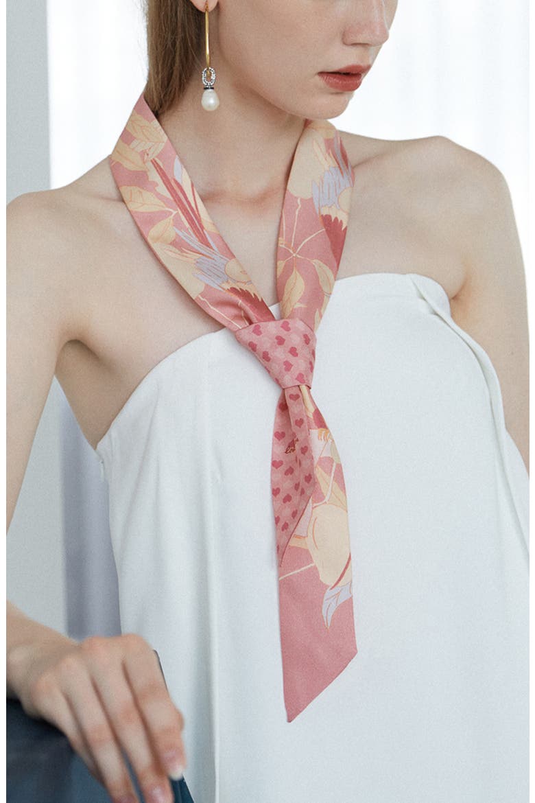 El Amor Skinny Silk Scarf, Main, color, BEIGE PINK