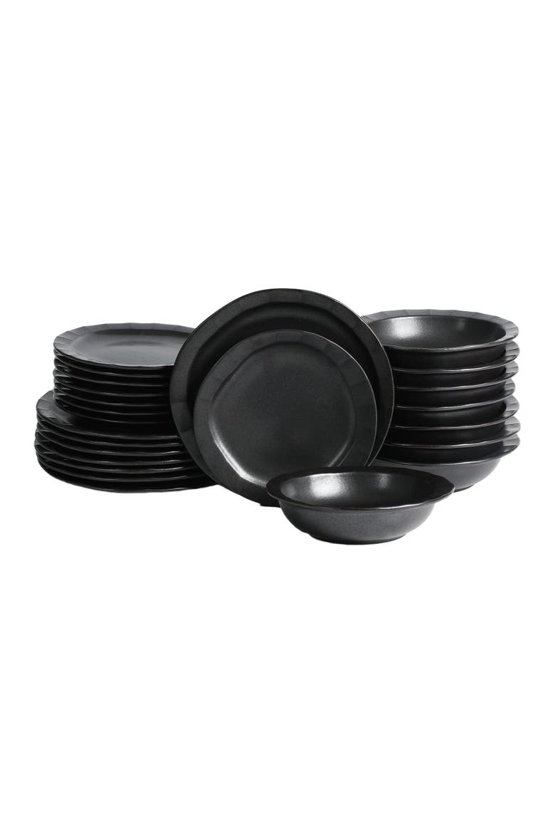 Oasis Stoneware 24-Piece Dinnerware Set, Main, color, Black