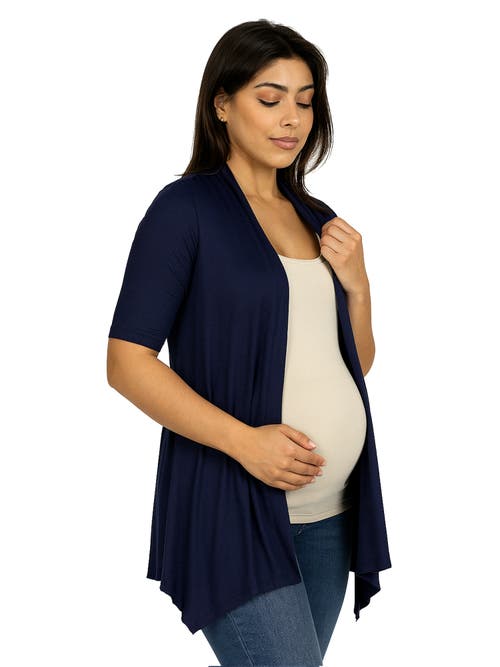 24seven Comfort Apparel Maternity Loose Fit Open Front Cardigan