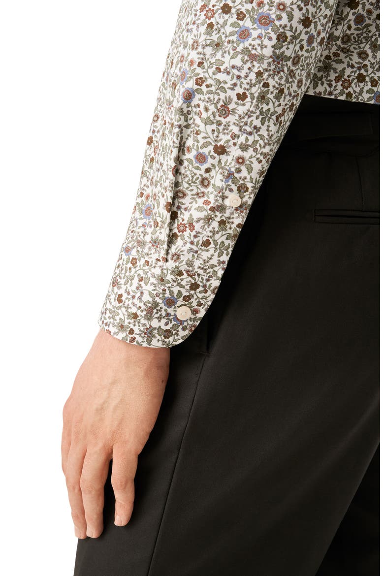 Slim Fit Floral Cotton Dress Shirt, Alternate, color, MEDIUM BROWN