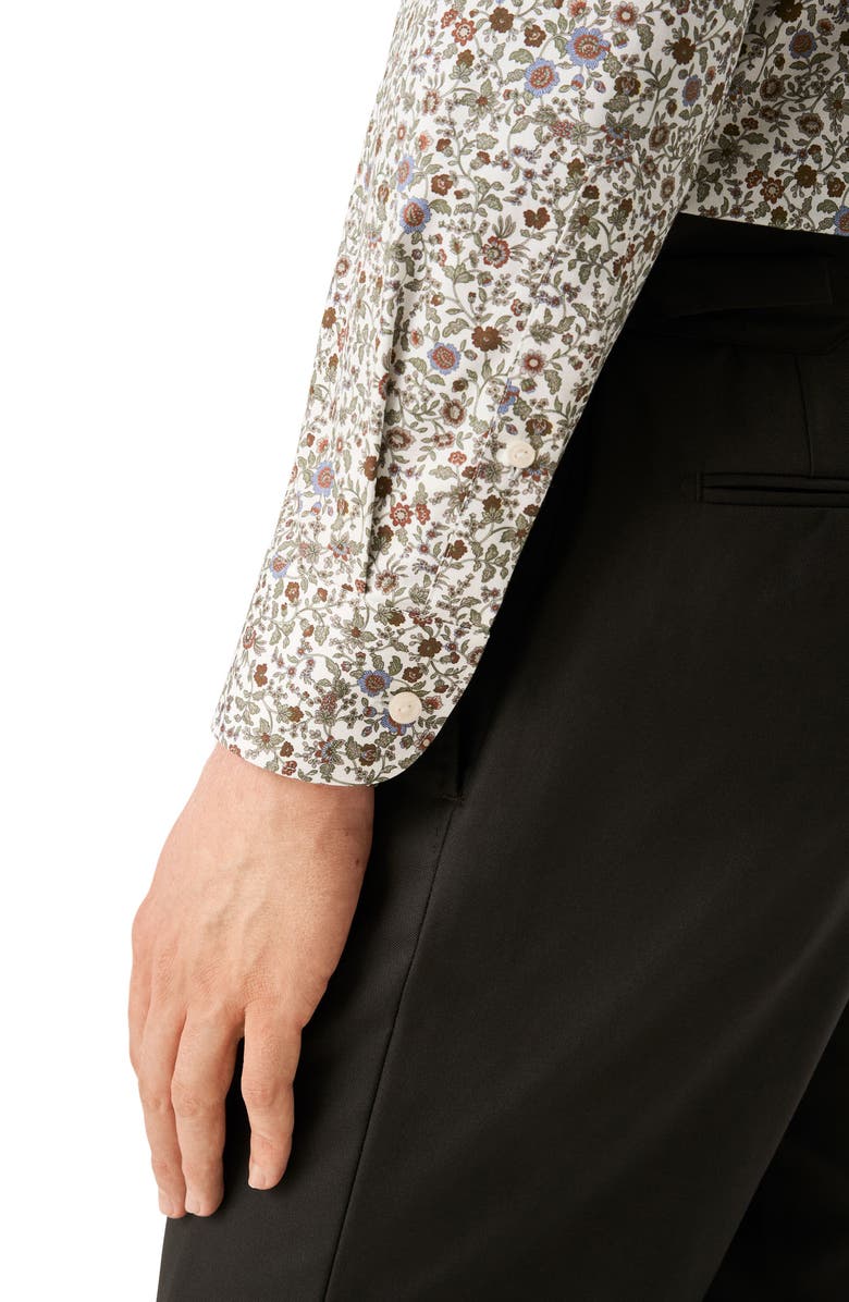 Eton Slim Fit Floral Cotton Dress Shirt, Alternate, color, Medium Brown