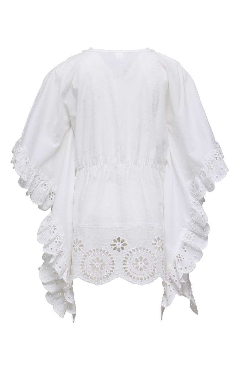 Snapper Rock Kids' Eyelet Ruffle Cotton Cover-Up Dress, Alternate, color, White