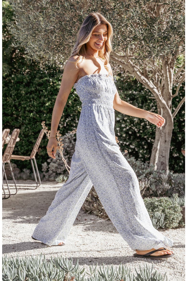 Yulissa Strapless Jumpsuit, Alternate, color, BLUE FLORAL