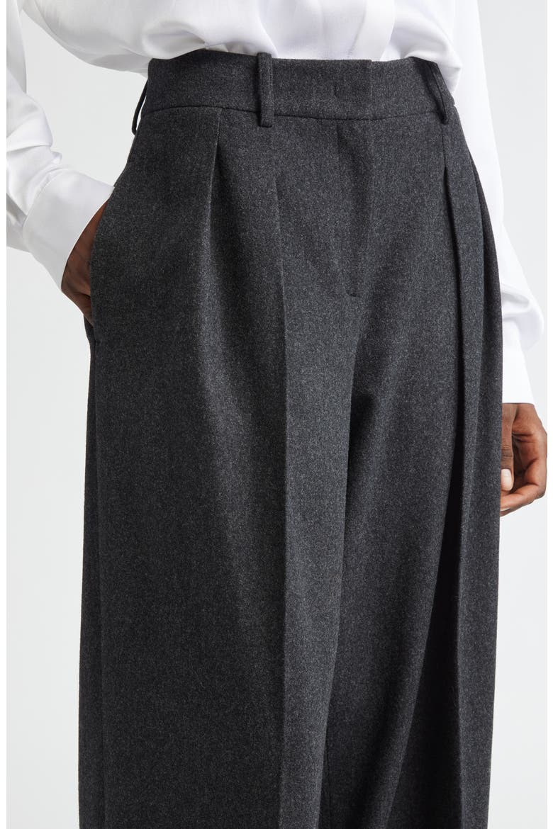 Pleated Wool Stretch Flannel Baggy Pants, Alternate, color, CHARCOAL MELANGE