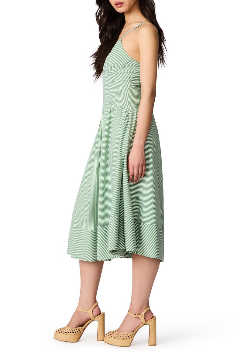Una Stripe Seersucker Midi Dress, Alternate, color, GREEN MOSS