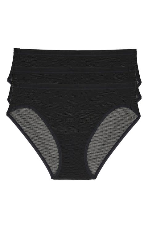 3-Pack Sheer Stripe Mesh Bikini Panties
