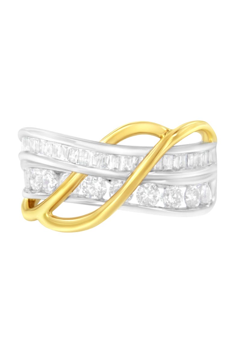 10K White and Yellow Gold 1 1/10 cttw Diamond Bypass Band Ring, Main, color, Yellow Gold