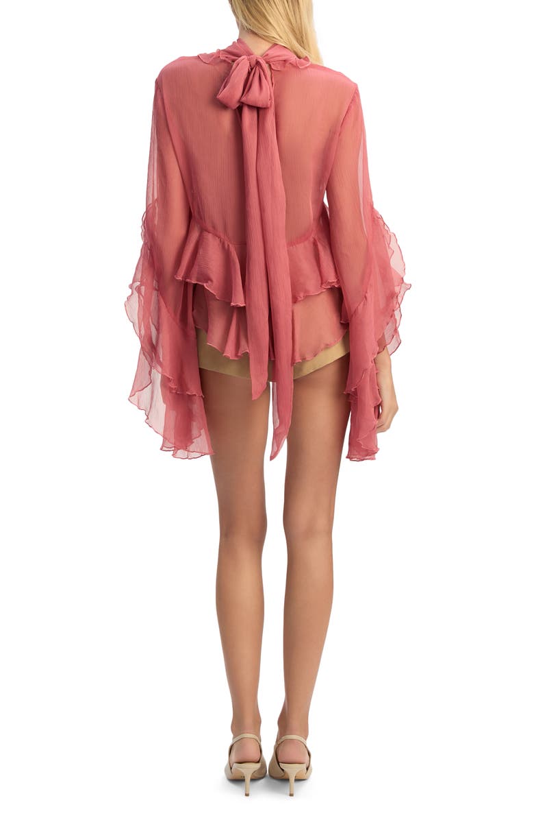 Bardot Anyssa Crinkle Chiffon Babydoll Top, Alternate, color, Rose
