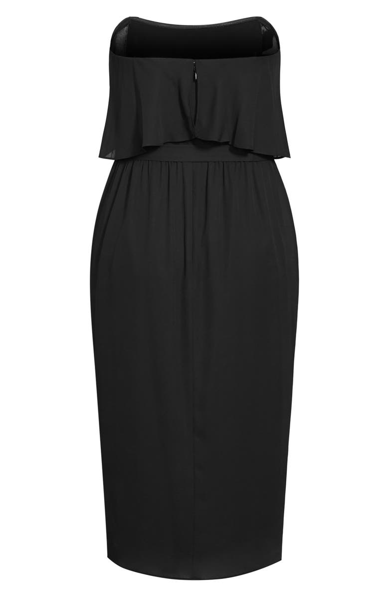 City Chic Fable Ruffle Tie Belt Dress, Alternate, color, Black