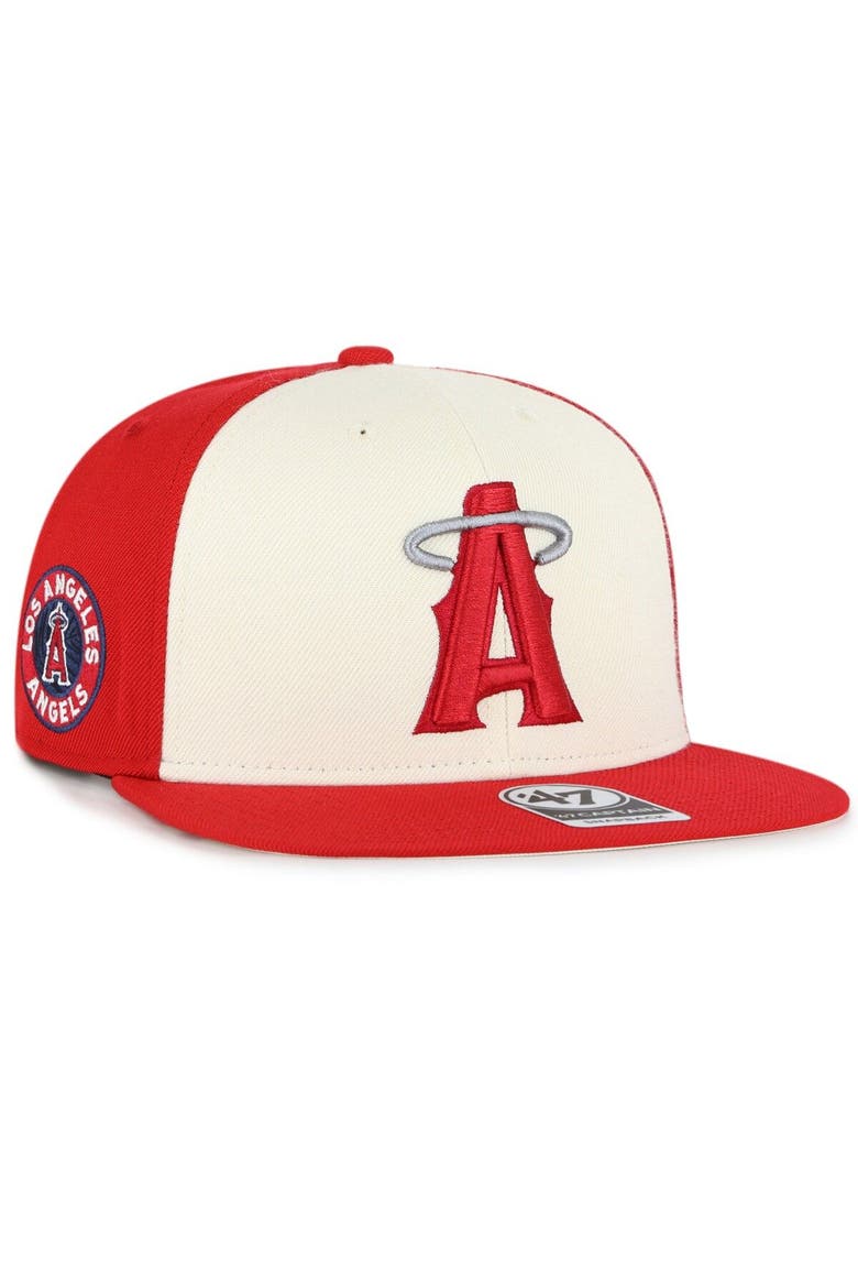 Men's '47 Red Los Angeles Angels 2021 City Connect Captain Snapback Hat, Main, color, Red