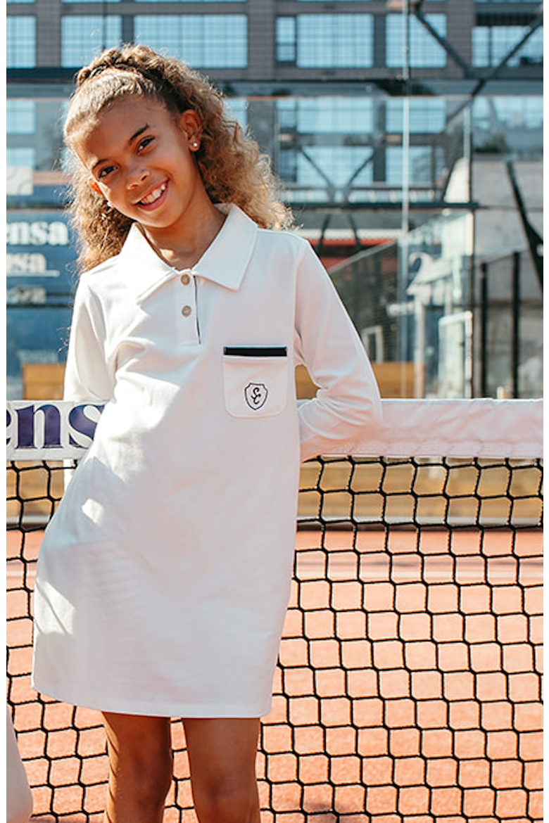 Addison Long Sleeve Polo Dress, Alternate, color, Off-White