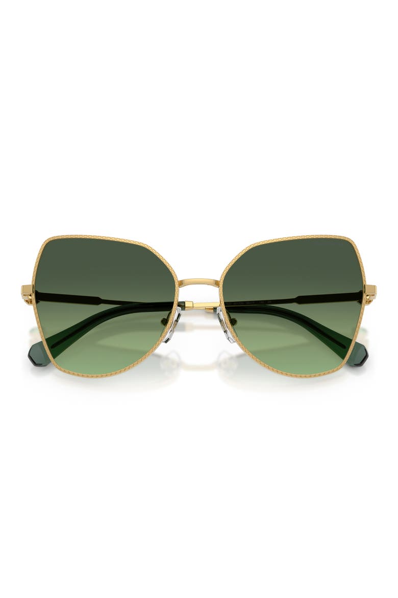58mm Butterfly Sunglasses, Alternate, color, GOLD / GRADIENT GREEN