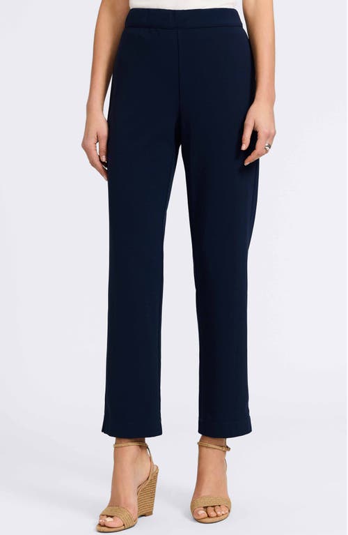 Foxcroft Louisa Crepe Knit Ankle Pants In Navy