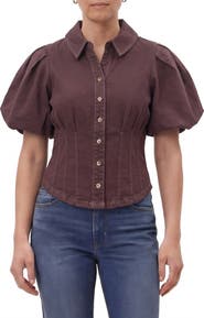 Bagatelle Corset Seam Puff Sleeve Shirt