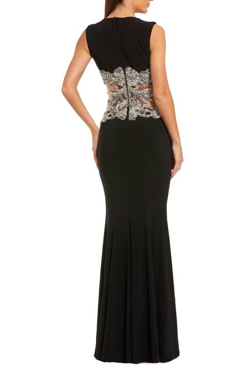 Mac Duggal Jersey Sleeveless Gown With Beaded Waist Detail In Black