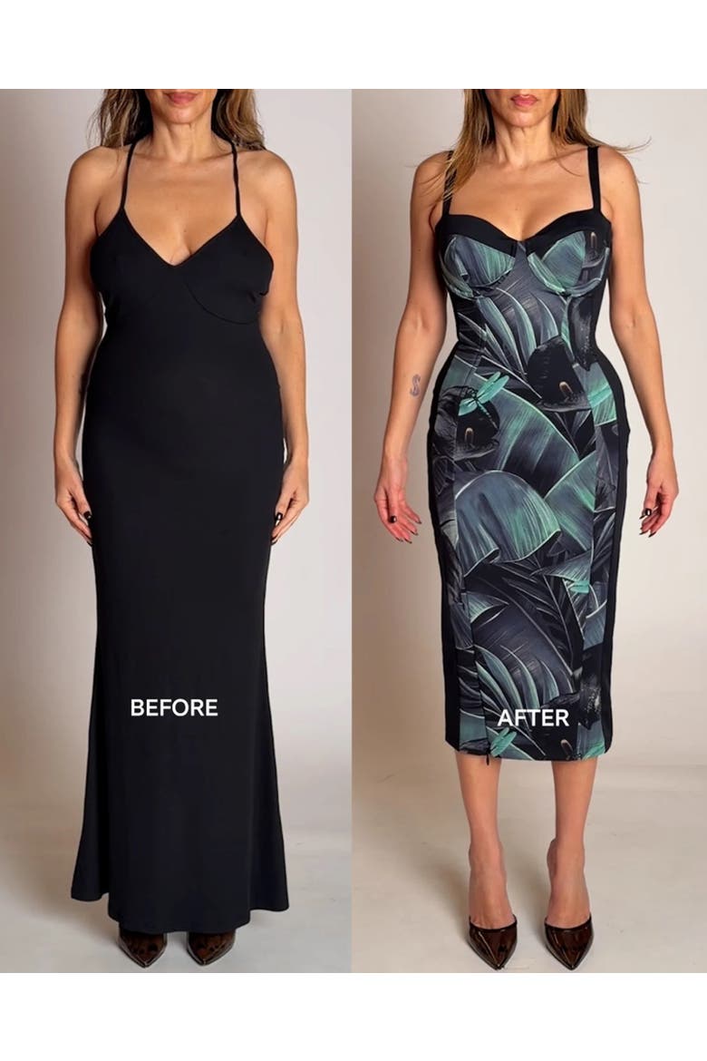 Mega Sculpting Seamed Midi Dress, Alternate, color, Frame Black Lily