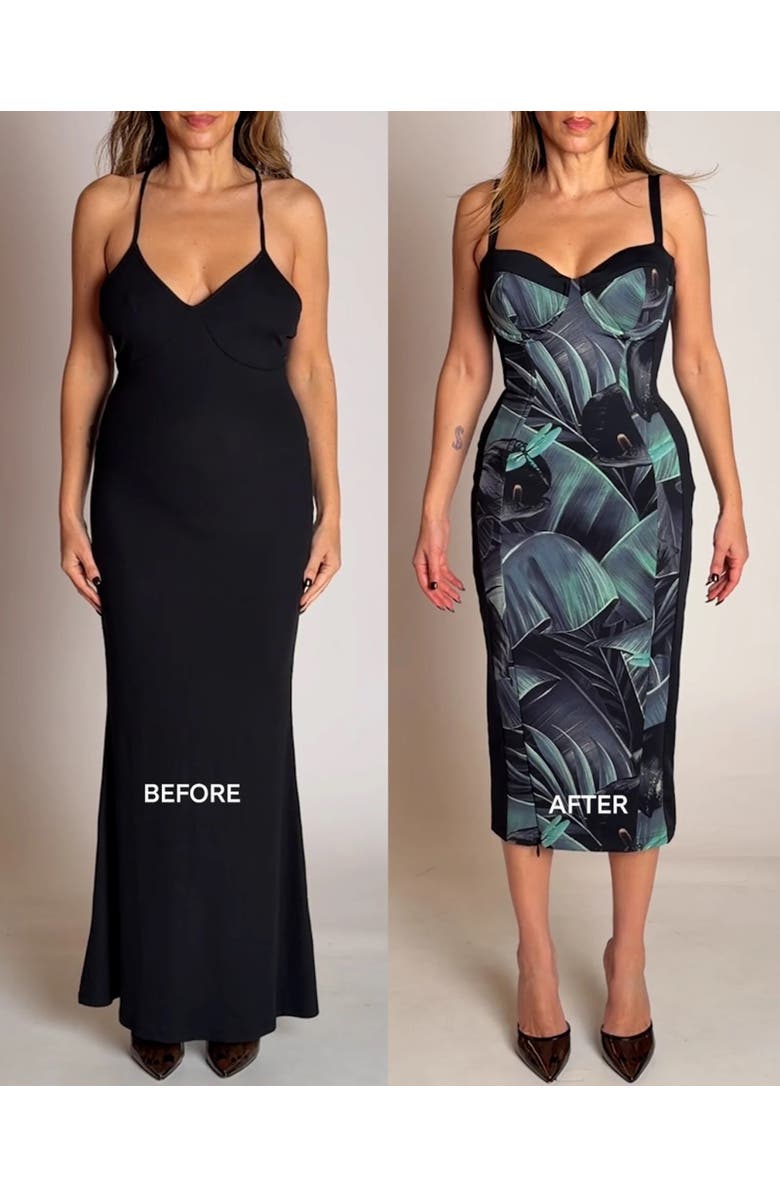 TA3 Mega Sculpting Seamed Midi Dress, Alternate, color, Frame Black Lily